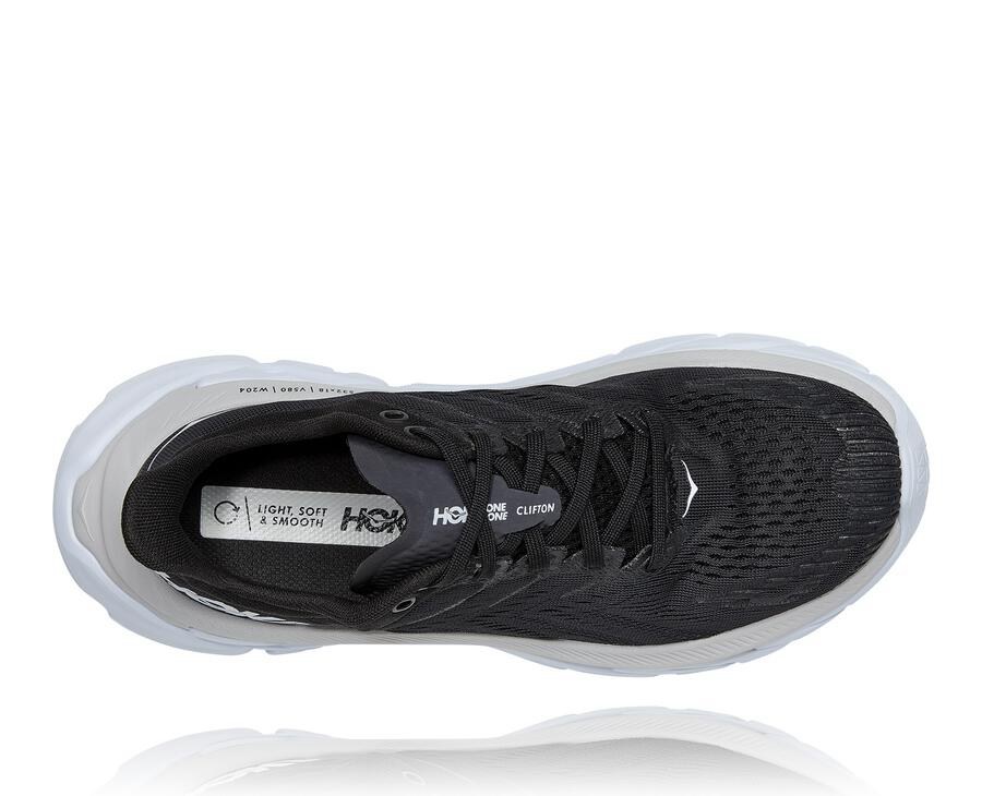 Hoka One One Running Shoes Womens Black/White - Clifton Edge - 08631PXCF